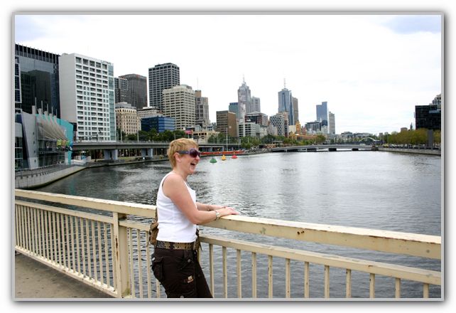 Karen on the Kings Way Bridge Melbourne Feb 2007